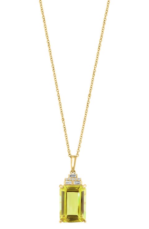 14K Gold Diamond & Peridot Pendant Necklace - 0.09ct.