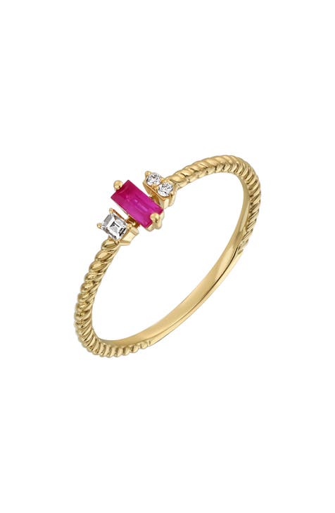 Anillo apilable de diamantes y rubíes El Mar de oro amarillo de 18 quilates (Exclusivo Nordstrom)