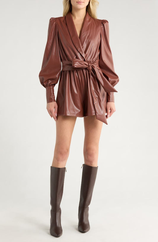 Jade Faux Leather Long Sleeve Romper