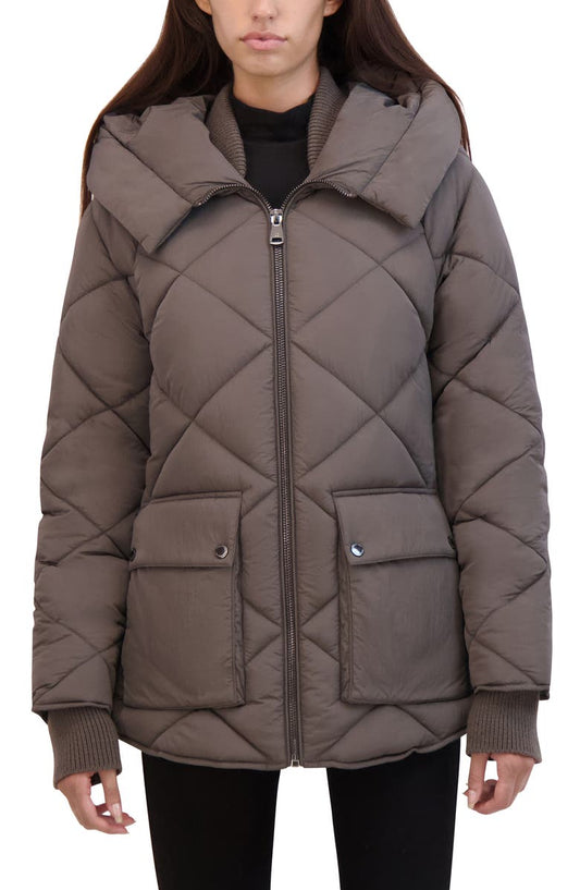 Diamond Quilted Hooded Jacket