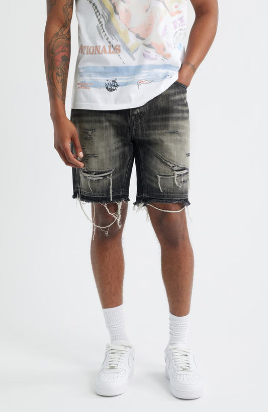 BB Cadet Crater Black Distressed Cutoff Denim Shorts