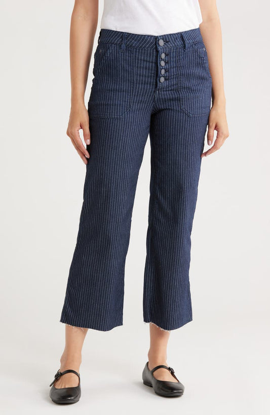 Button Fly Crop Wide Leg Pants