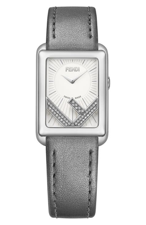 Reloj de piel con pavé de diamantes Run Away, 22,5 mm x 32 mm - 0,14 ctw