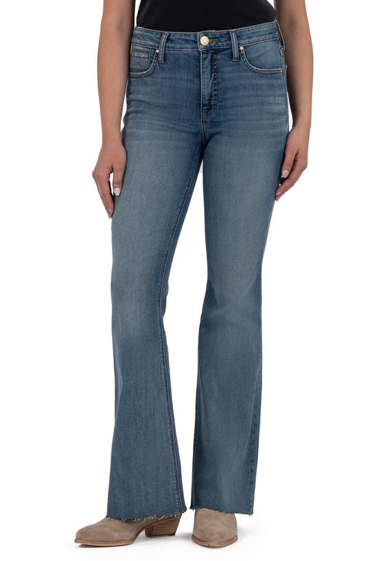 Stella High Waist Raw Hem Flare Jeans