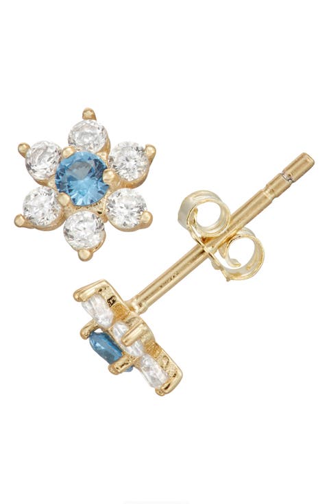 Kids' Cubic Zirconia Flower Stud Earrings