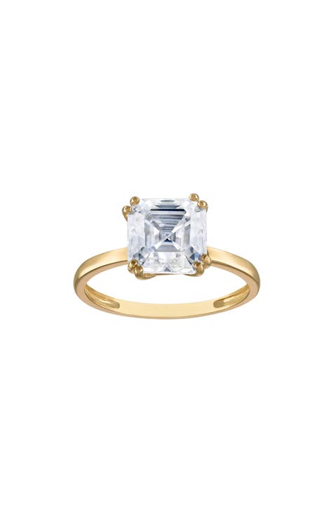 Anillo solitario de moissanita talla Asscher