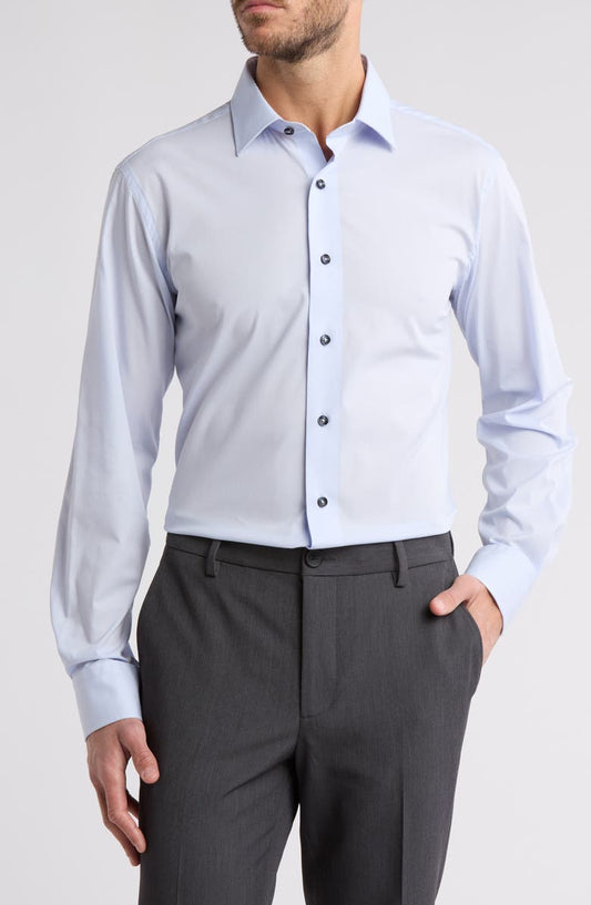 Trim Fit Solid Stretch Cotton Dress Shirt (Regular, Big & Tall)