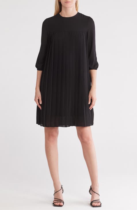 Vestido de gasa plisado de manga larga