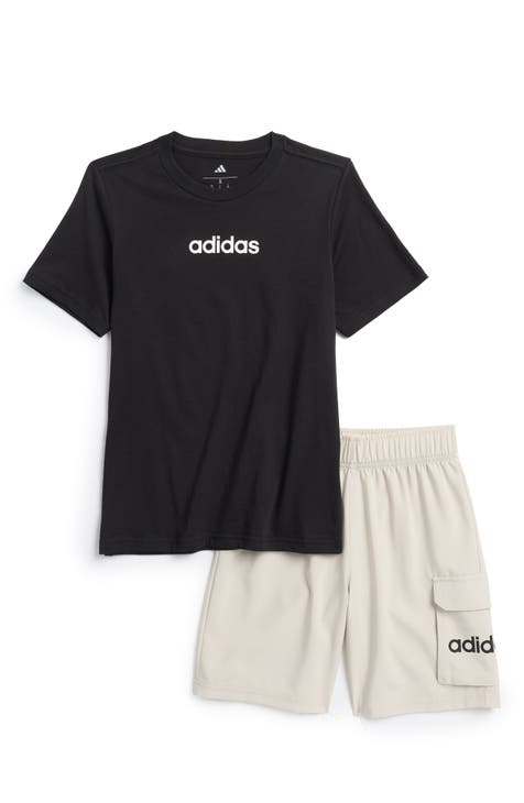 Conjunto de camiseta y pantalones cortos cargo con logotipo para niños (niño grande)