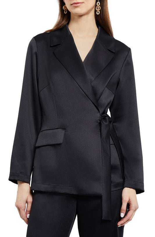Side Tie Satin Blazer