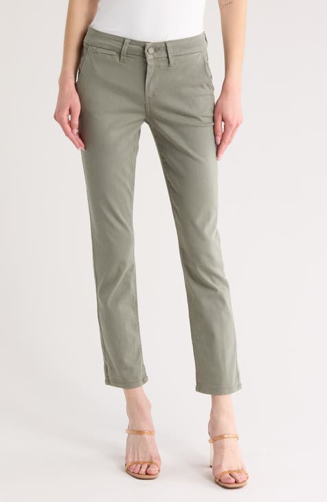 Vaqueros con puños y cintura alta Rianne (verde Reseda)