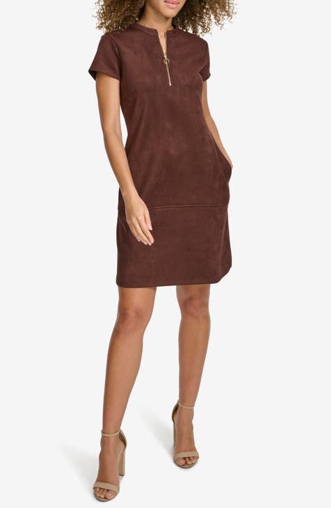 Vestido camisero de ante sintético