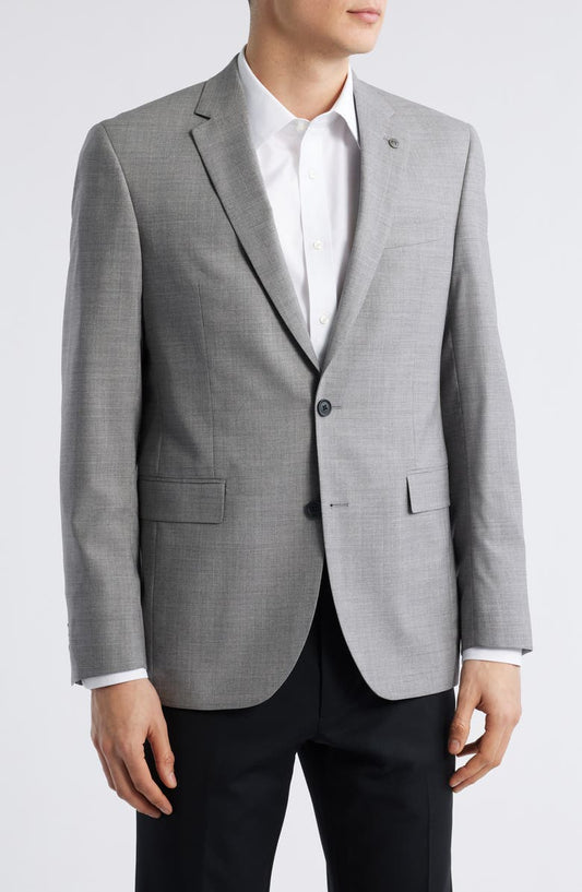Ross Slim Fit Grey Mélange Stretch Wool Sport Coat