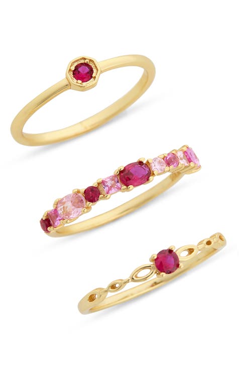 Juego de tres anillos CZ apilables