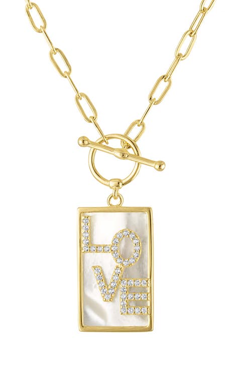 Sterling Silver & Mother-of-Pearl Love Toggle Pendant Necklace