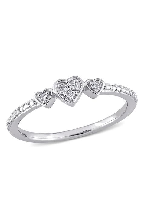 Anillo de diamantes corazón