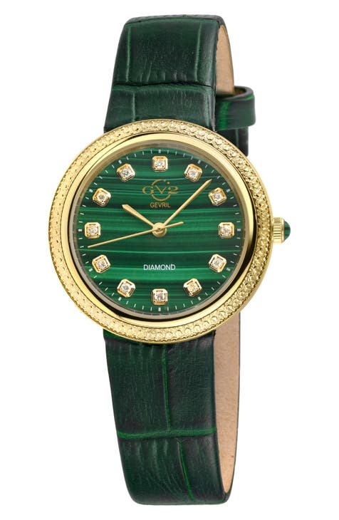 Reloj Arezzo con correa de piel y diamantes, 33mm - 0.14ctw