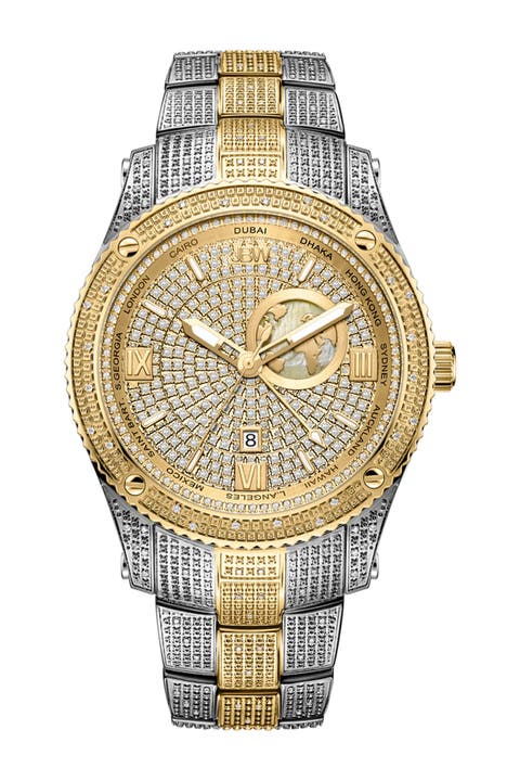 Reloj de pulsera Jet Setter GMT con diamantes, 46 mm