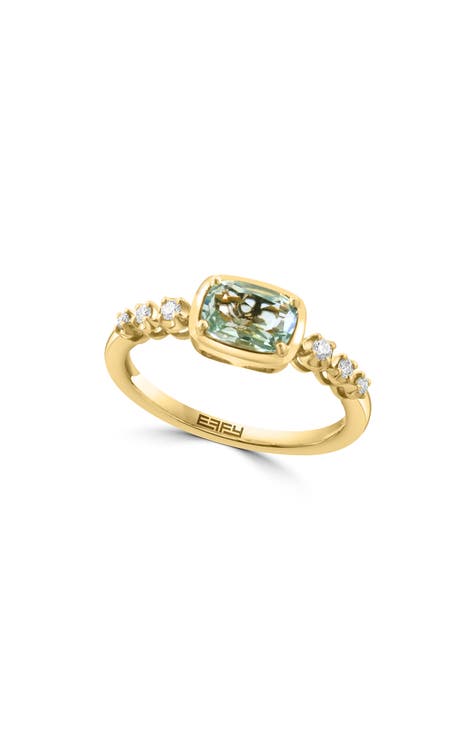 Anillo Amatista Verde y Diamante - 0.13ct.