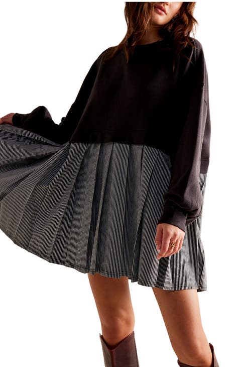 Vestido tipo sudadera de manga larga con rayas Eleanor