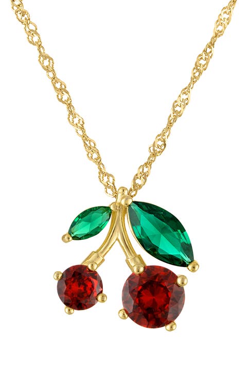 Sterling Silver & Cubic Zirconia Cherries Pendant Necklace