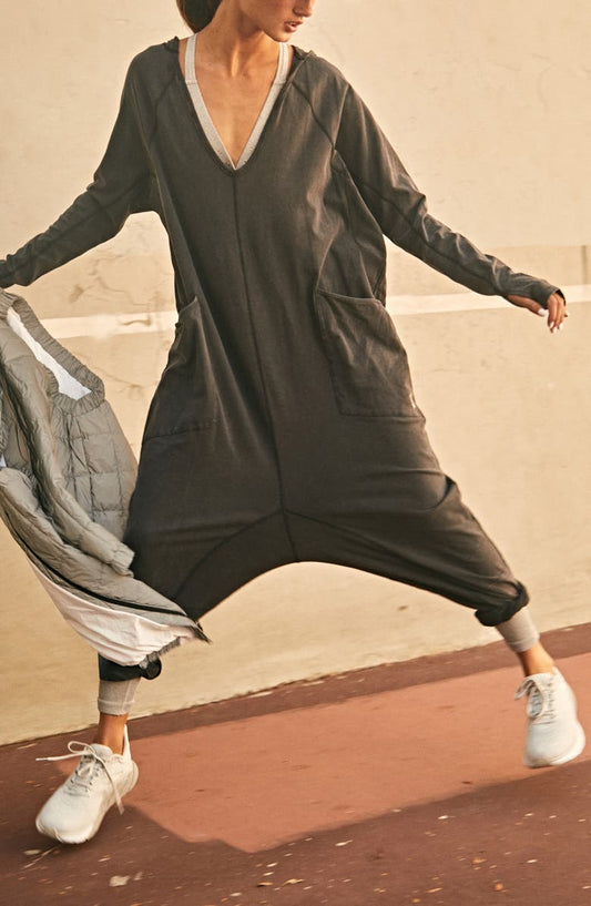 Free People FP Movement Hot Shot Long Sleeve Stretch Cotton Jumpsuit