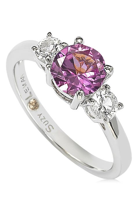Anillo Zafiro Rosa Plata de Ley