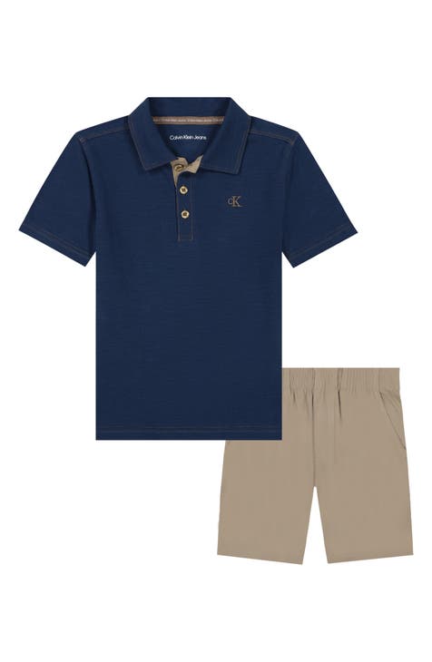 Conjunto de polo de punto y pantalones cortos tejidos para niños (niño pequeño)