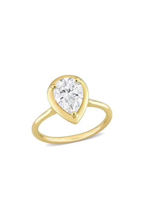 Anillo de Moissanita Creada en Laboratorio Lágrima