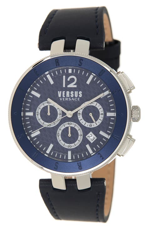 Reloj Versace Cronógrafo con Correa de Piel, 44mm