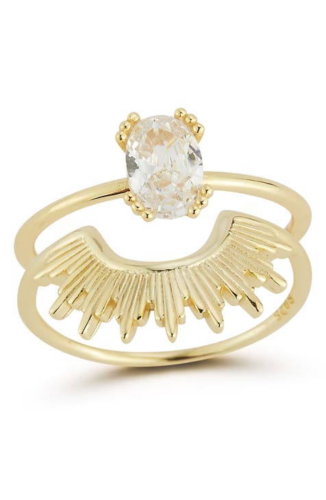 Anillo Ovalado CZ Sunray Apilable