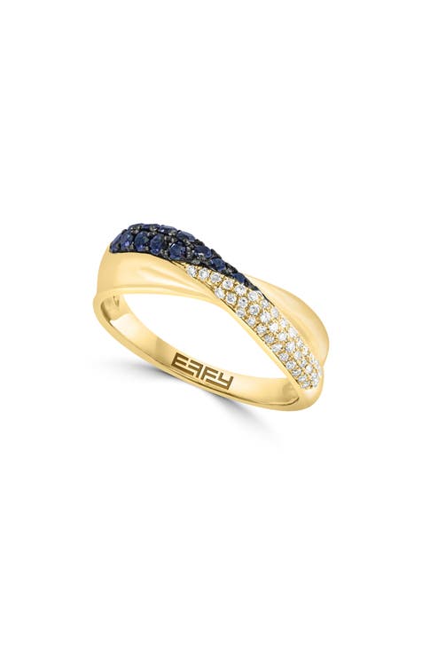 Anillo de oro amarillo de 14 quilates con pavé de diamantes blancos y negros - 0,32 ct.