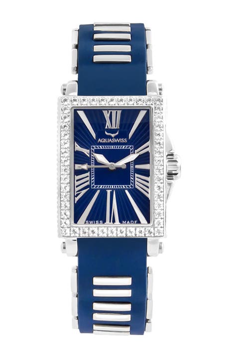 Reloj Kelly rectangular con correa de silicona, 44,5 mm