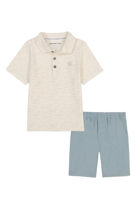Conjunto de polo de punto y pantalones cortos tejidos (niño pequeño)