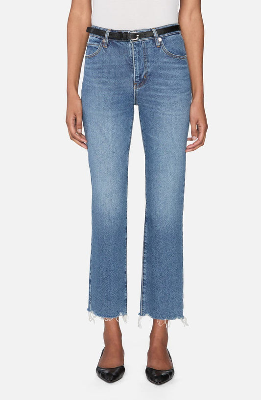The Ruler Frayed High Waist Ankle Straight Leg Jeans (Stash Destructed Fray)