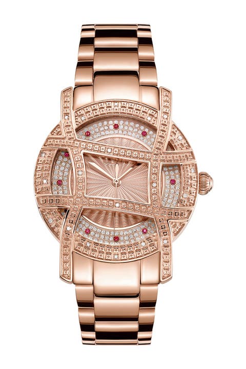 Reloj de pulsera con diamantes Olympia 10 Year Anniversary para mujer, 37 mm - 0,20 ctw