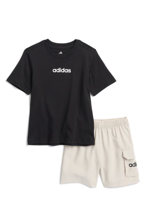 Conjunto de camiseta y pantalones cortos cargo de punto de algodón para niños pequeños (niños pequeños y niños pequeños)