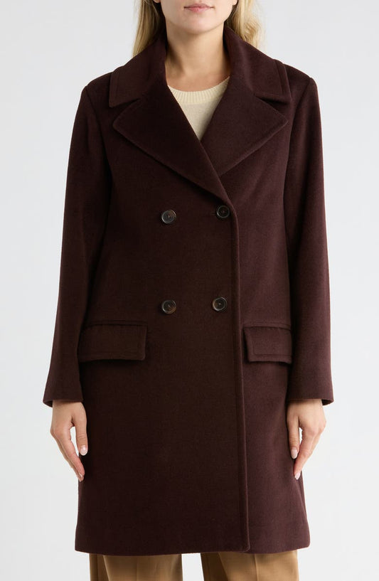 Boxy Double Breasted Wool Blend Coat