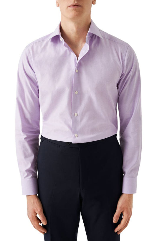 Slim Fit Microcheck Cotton Dress Shirt