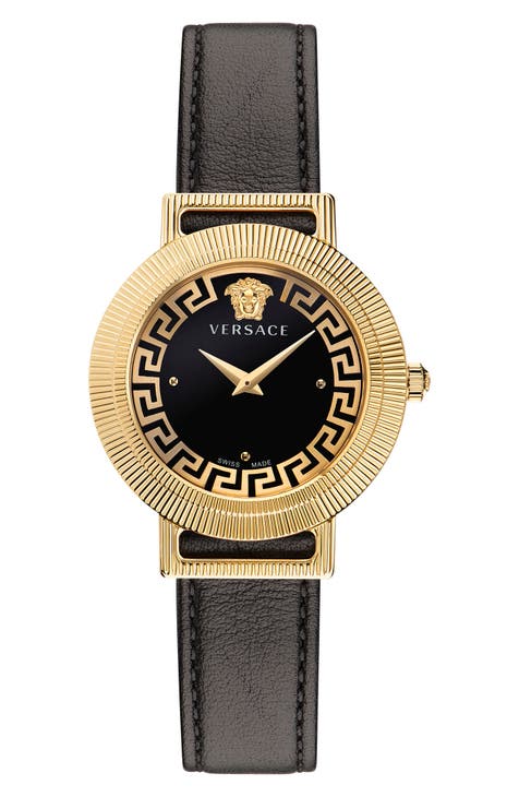 Reloj con correa de piel Greca Chic, 36 mm