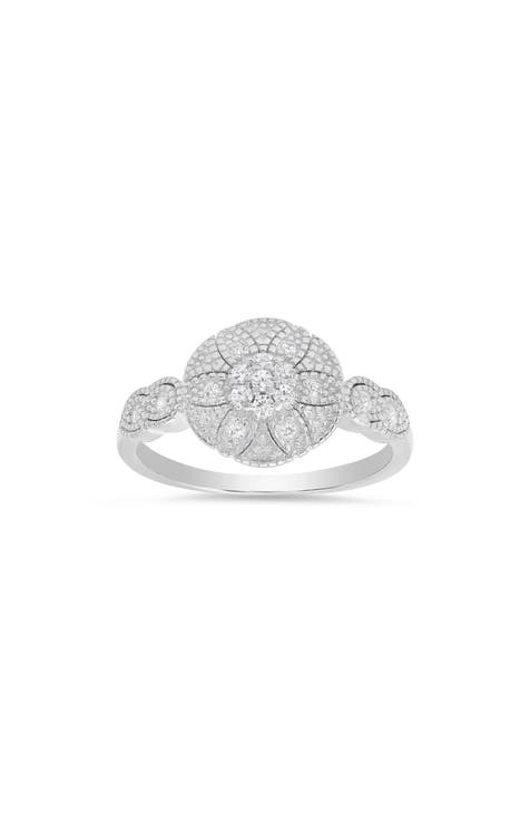 Anillo Floral Plata de Ley