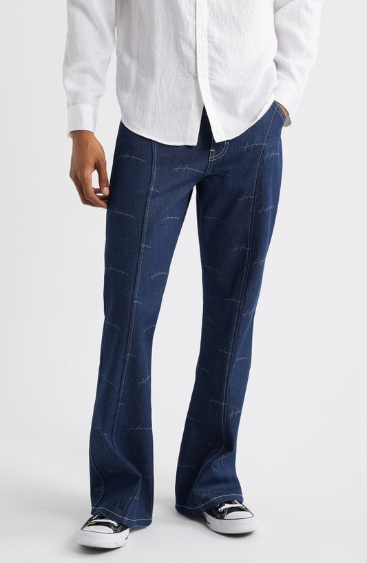 Print Riding Flare Jeans