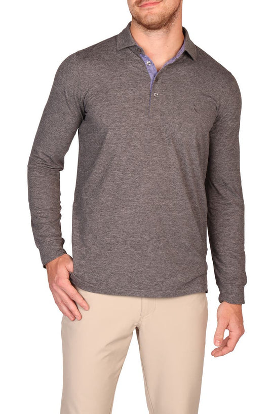 Brushed Mélange Long Sleeve Polo