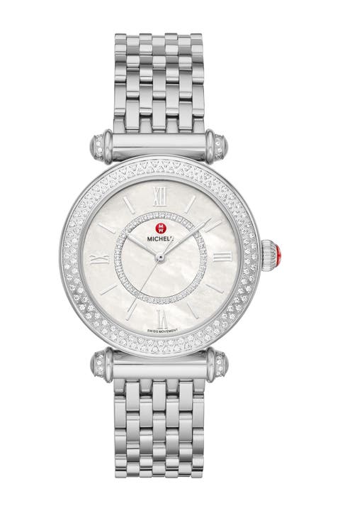 Reloj de pulsera con diamantes Caber para mujer, 35 mm - 0,19 ctw