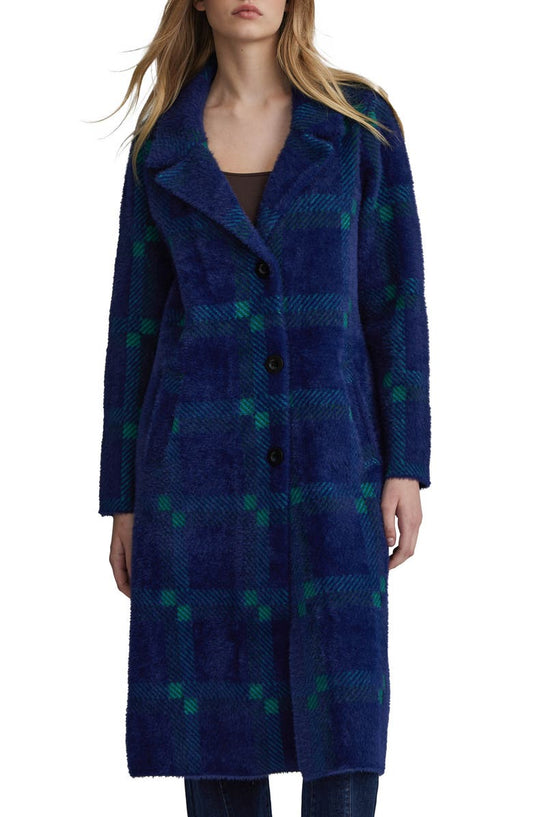Plaid Faux Fur Coatigan