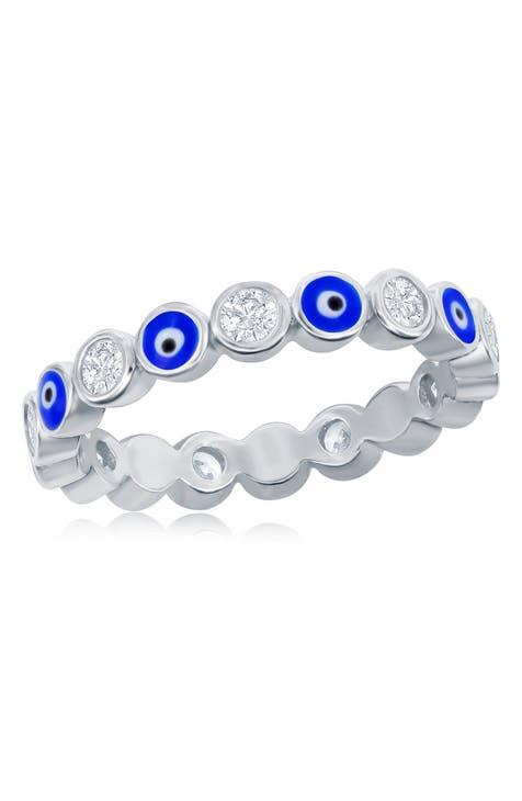 Anillo Mal de Ojo CZ y Esmalte Plata de Ley