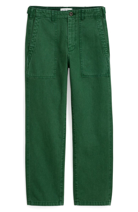 Neil Herringbone High Waist Straight Leg Utility Pants
