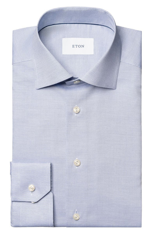 Contemporary Fit Solid Blue Cotton Dobby Dress Shirt (Regular & Big)