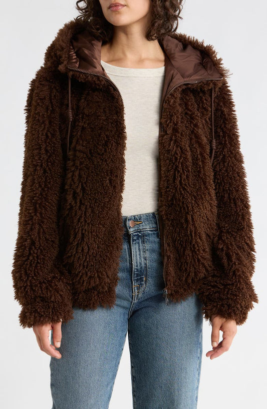 Teddy Faux Shearling Hooded Jacket