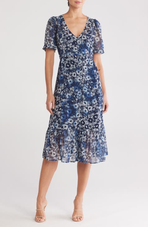 Vestido midi con cuello en V